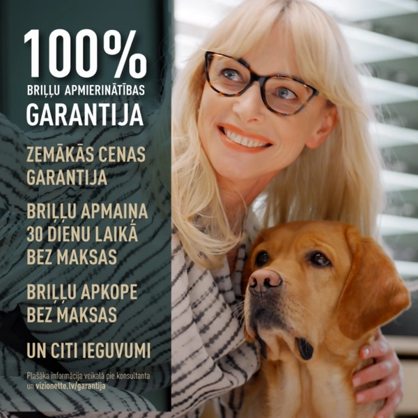 100% Briļļu apmierinātības garantija (kvadrāts)